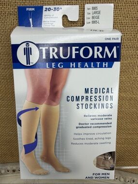 Truform Medical Compression Knee-High Socks - Beige, Large